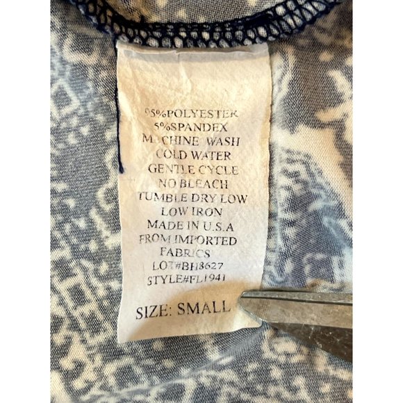 First Love Women Camisole Tank Top Spaghetti Strap Geometric Blue White SZ Small - Picture 6 of 6